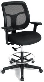 Eurotech Apollo Drafting Stool Chair DFT9800 Black Mesh and Black Fabric